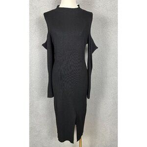 Madden Girl Women's Modern Girl Cold Shoulder Ribbed Dress Black 1X NWT's